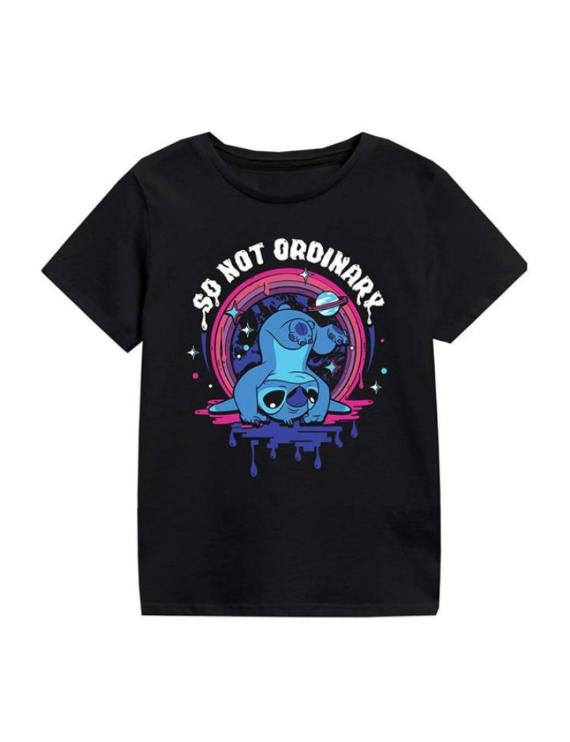 Lilo & Stitch - Camisola de Manga Curta Infantil Stitch So Not Ordinary Preto 7-8 Anos