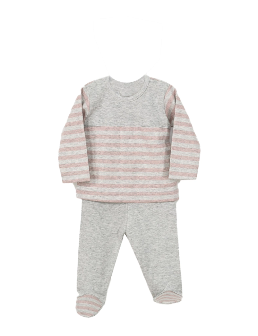 Babidu - Conjunto Manga Comprida Canesu Striped Cinza