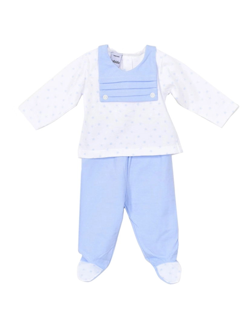 Babidu - Conjunto Manga Comprida Star Bib Branco E Azul