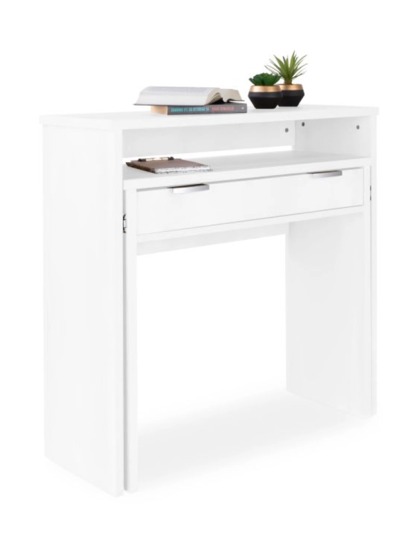 Duehome - Mesa de consola Aput Blanco 33 (cerrada), 63,4 (abierta) x 87,5 x cm