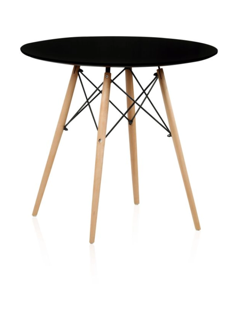 Duehome - Mesa de jantar redonda Tower Negro 80cm x 75 x cm