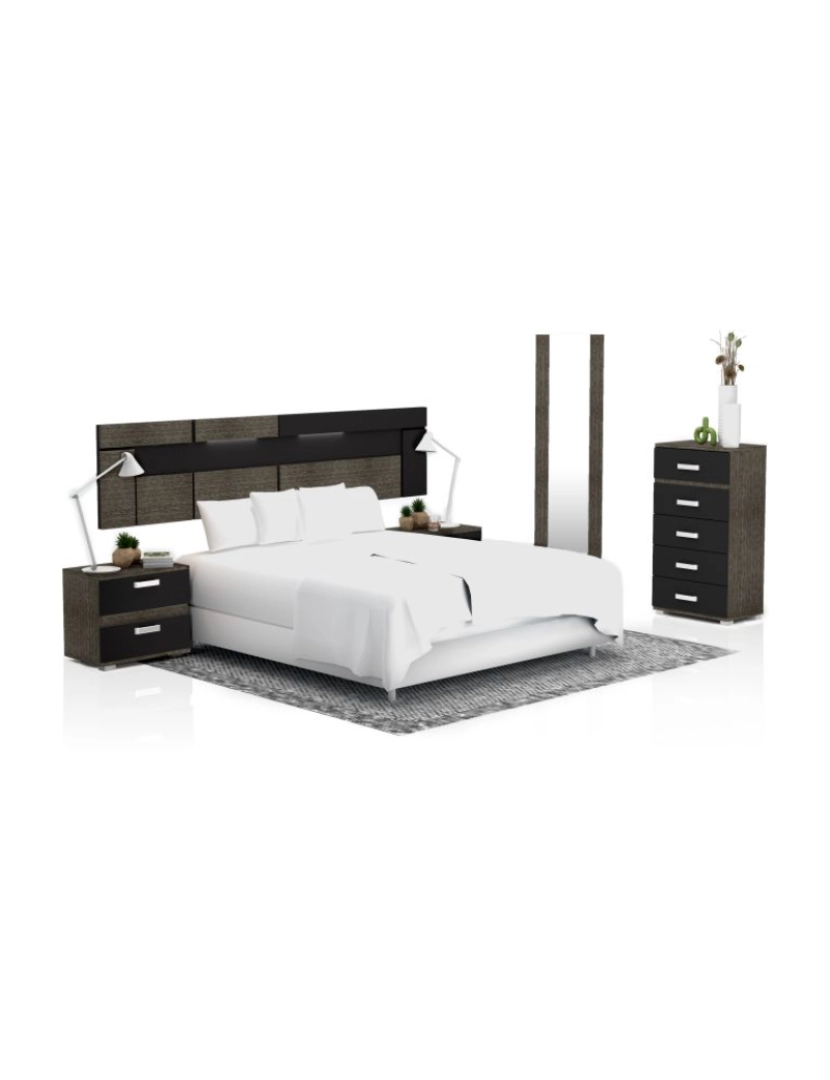 Duehome - Quarto de dormir Ataneq Dark 5C Ceniza - Negro x x cm