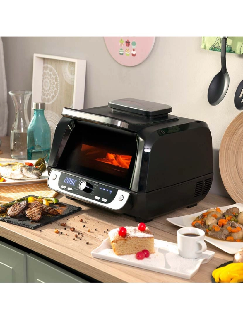 Innovagoods - Fritadeira Sem Óleo com Grelhador, Acessórios e Livro de Receitas InnovaGoods Air Fryer Fryinn 12 em 1 6000 Aço Preto 6 L 3400 W