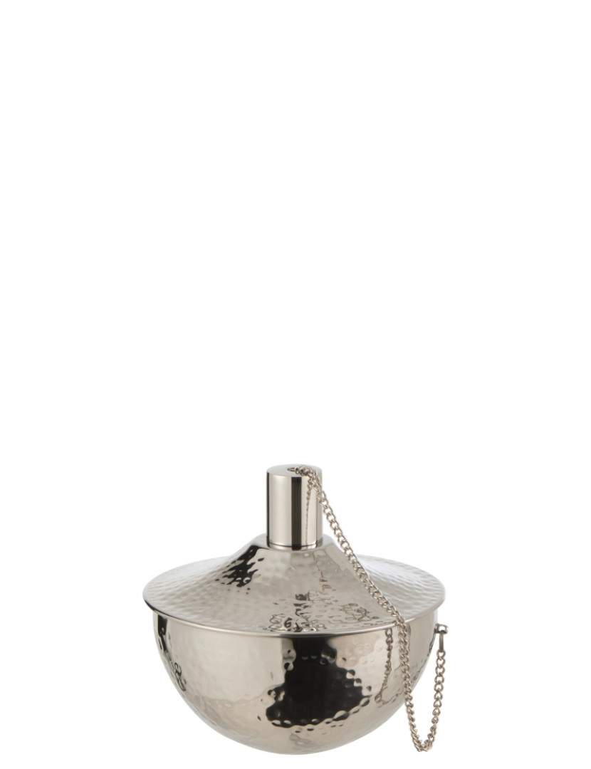 imagem de Mesa de lâmpada de óleo J-Line finamente martelada prata de aço inoxidável1