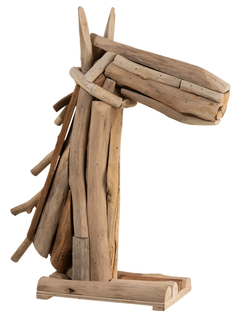 imagem de J-Line Cavalo Tete peças madeira natural1
