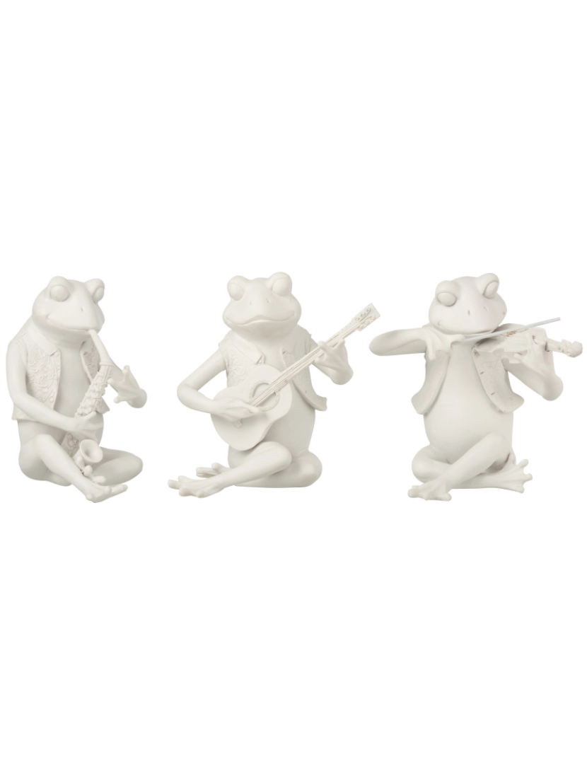 imagem de J-Line Frog Music Assise Resine Branco grande variedade de 3 - 3 unidades1