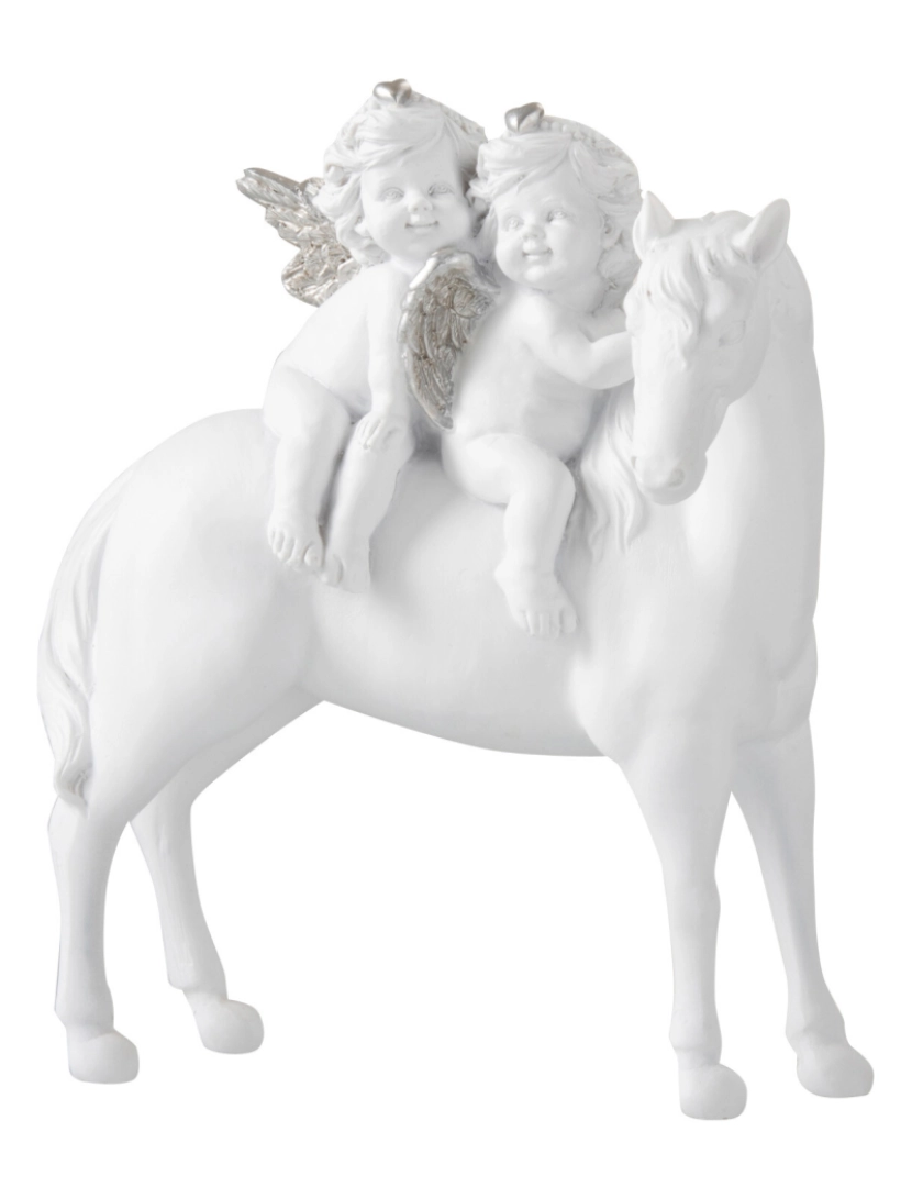 imagem de J-Line Horse + 2 Angels Resine Branco/Silver Pequeno1
