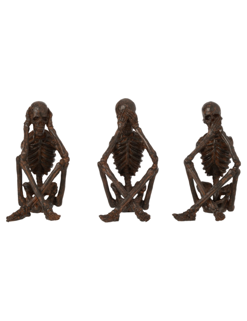 J-Line - J-Line Skeleton Hear/Ver/Se Taire Resine Bronze Assortment De 3 - 3 Unidades