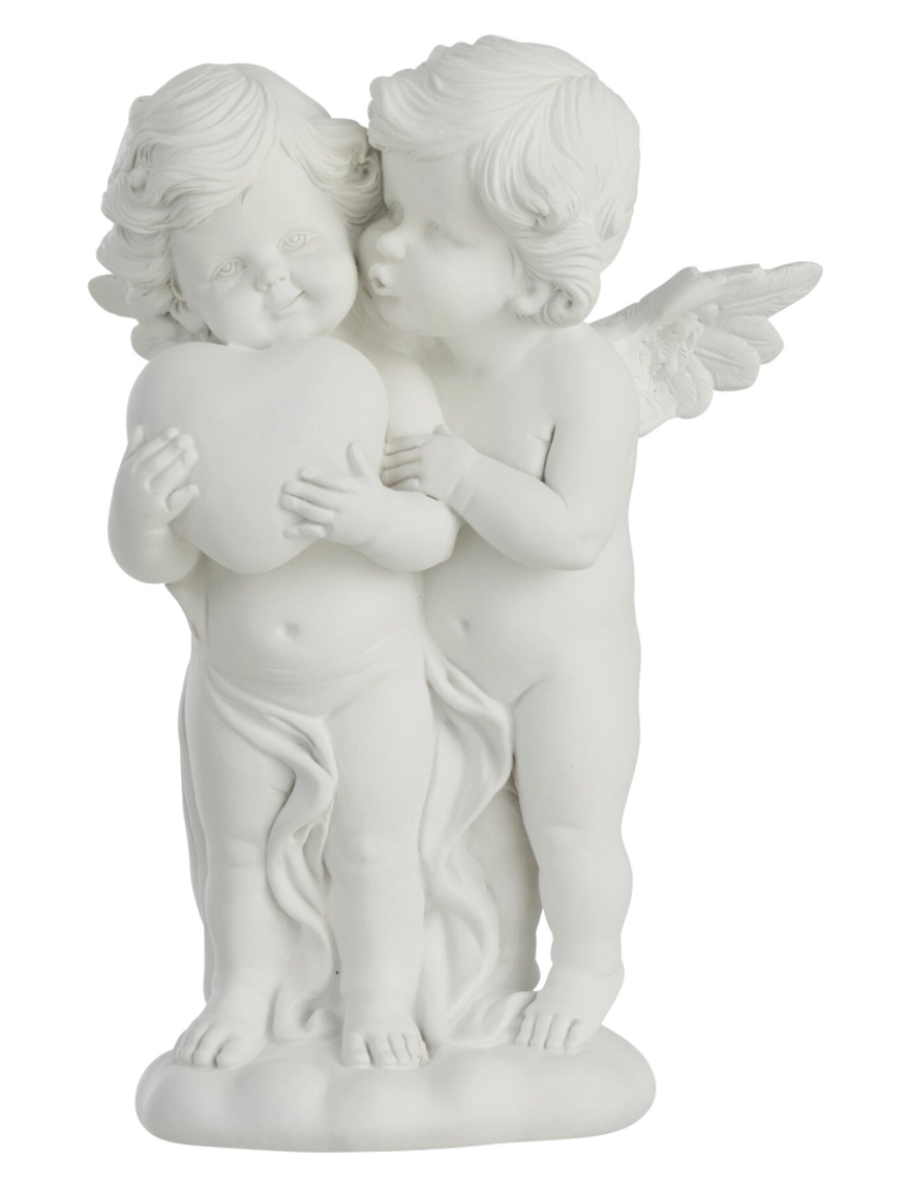 J-Line - J-Line Angel Figurine, Angel Design simbólica amor e proteção, Polyvalent Decoration For Home or Spiritual Spaces, Elegant White Polyresin Statue, 16X10X23C m