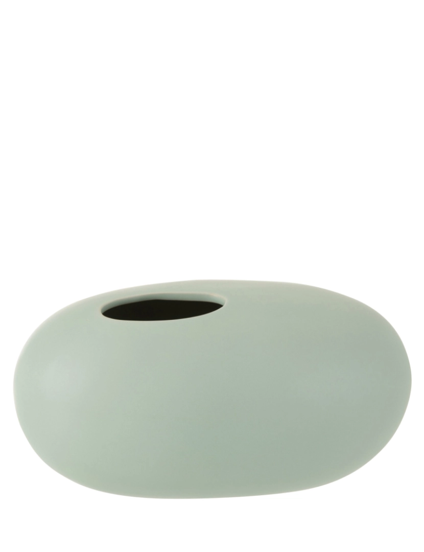 imagem de Vaso Oval J-Line cerâmica Colar Verde Grande1