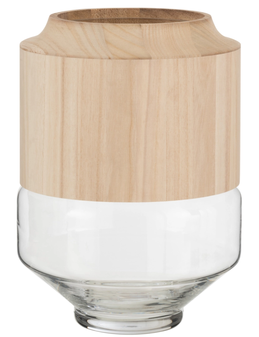 J-Line - J-Line redondo vaso madeira/verre luz marrom grande