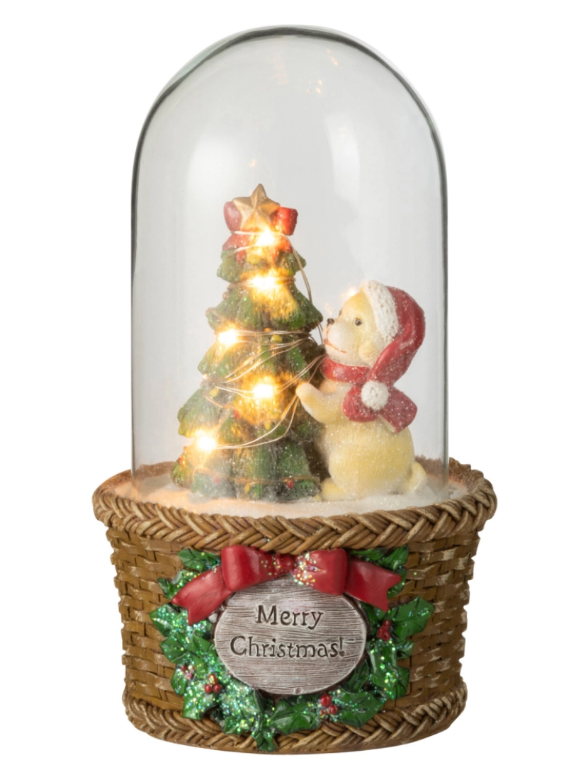 J-Line - J-Line Cloche Sapin De Noel + Dog Led Resine Verde