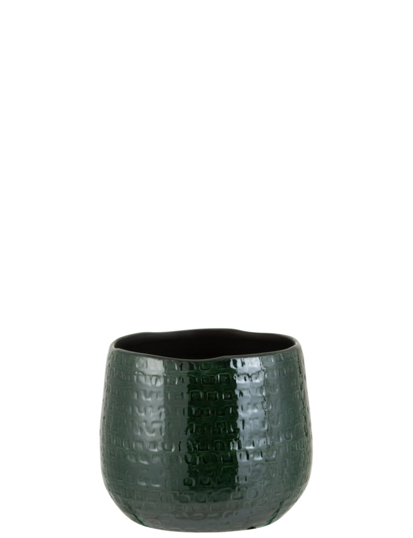 J-Line - J-Line Cachepot padrões cerâmica verde médio