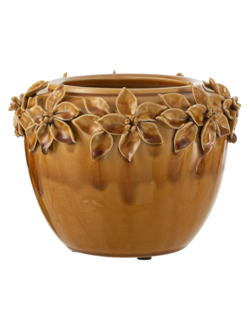 imagem de J-Line Cachepot flor cerâmica grande ochre1