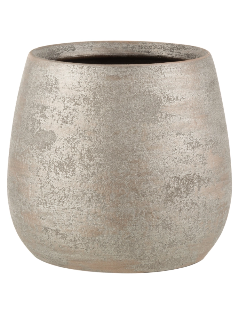 J-Line - J-Line Cachepot irregular Rugged cerâmica prata grande