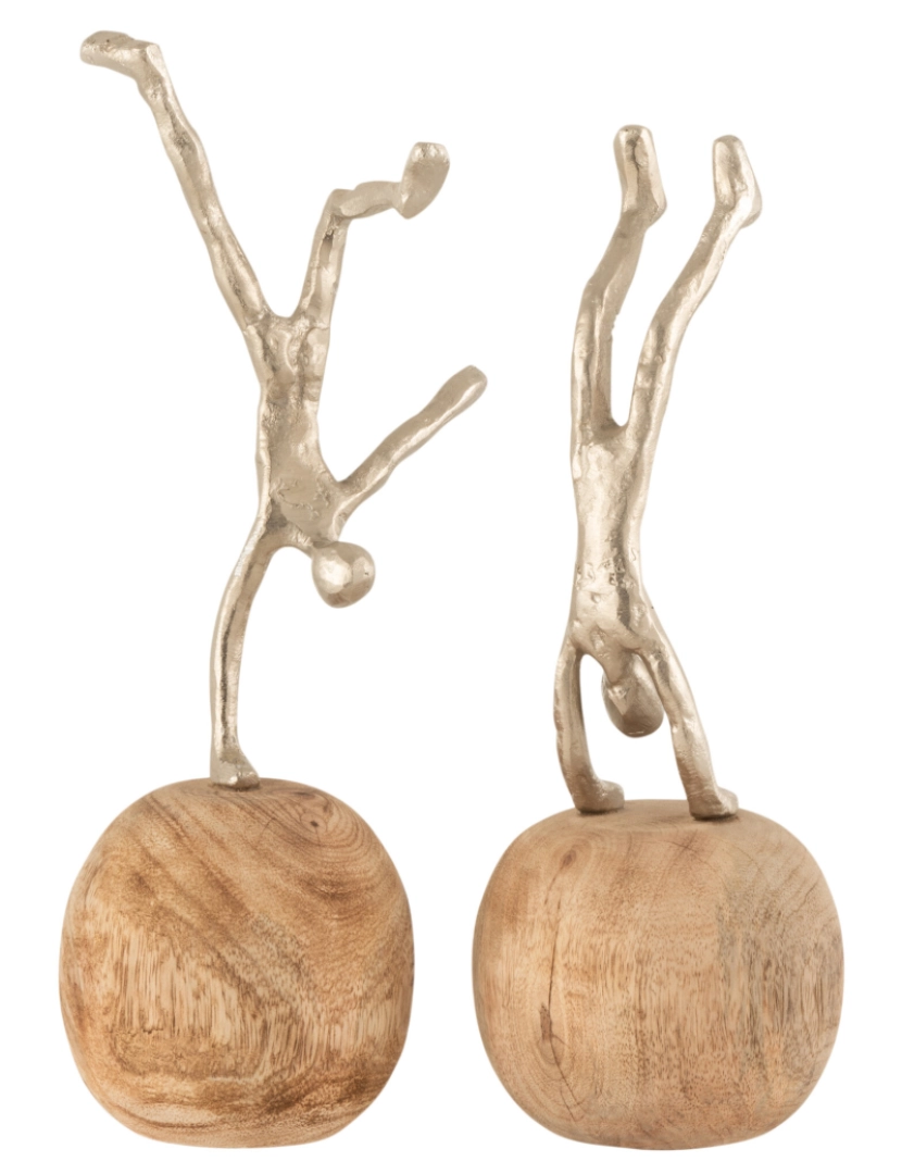 imagem de J-Line Characters Pears on Foot Alumínio/Manguier Wood Natural/Money Assortment De 2 - 2 unidades1