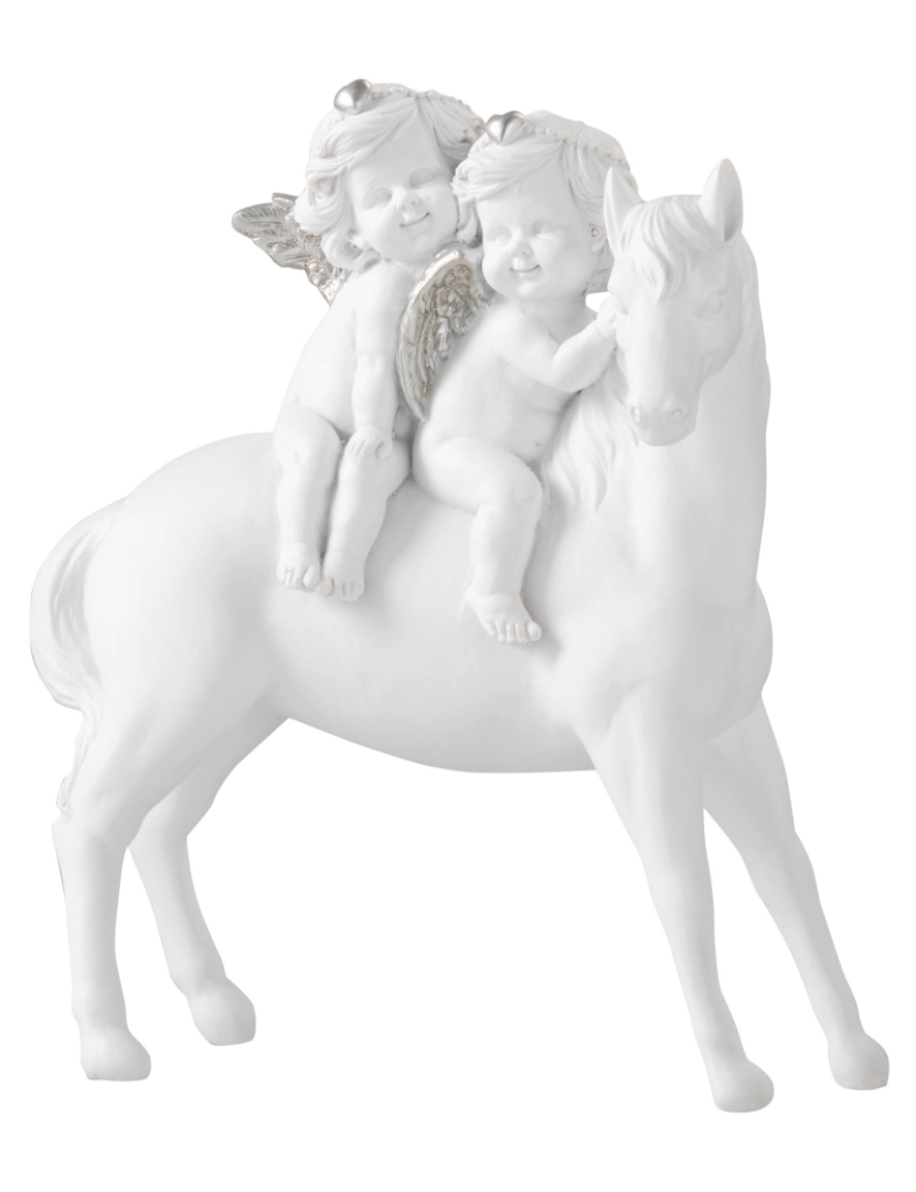 imagem de J-Line Horse + 2 Anjos de Resina Branca/Large Silver1