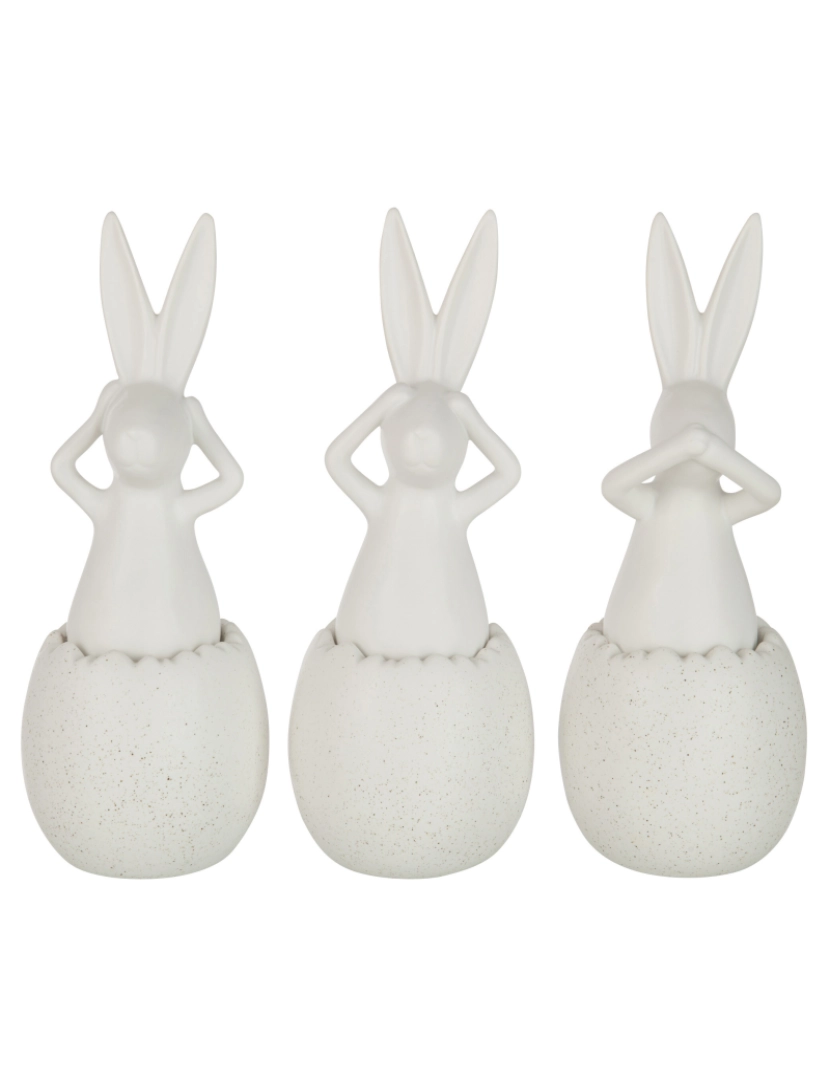 J-Line - J-Line Rabbit Hear/Ver/Se Taire Cerâmica Branco Grande Gama De 3 - 3 Unidades