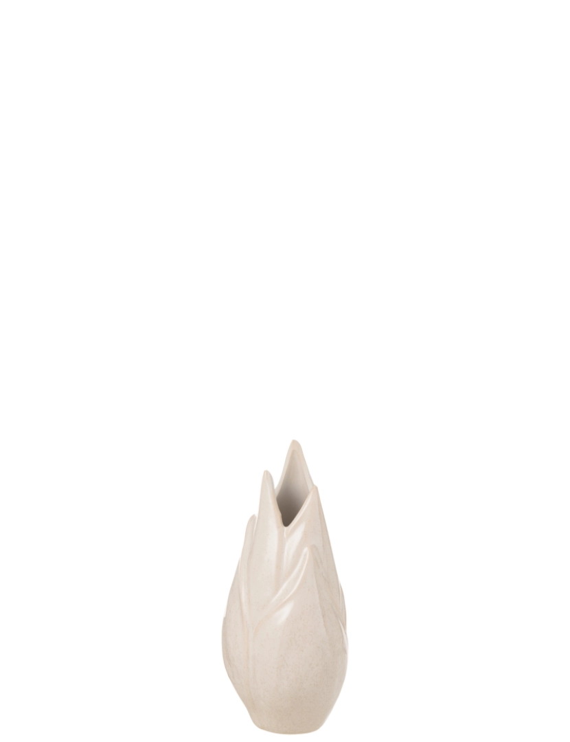J-Line - J-Line Ibiza Vaso brilhante cerâmica bege pequeno