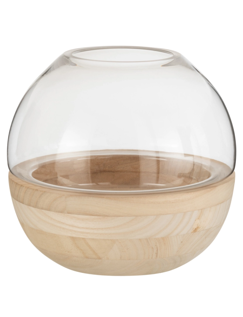 J-Line - J-Line redondo vaso madeira/verre marrom claro