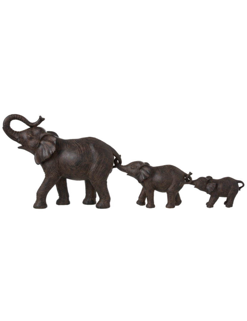 J-Line - J-Line Elephants 3 A La Suite Resine Marron