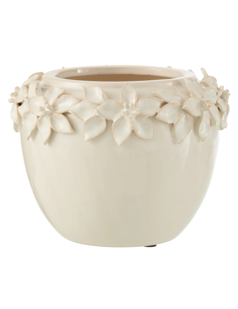 imagem de J-Line Cachepot flor cerâmica branca grande1