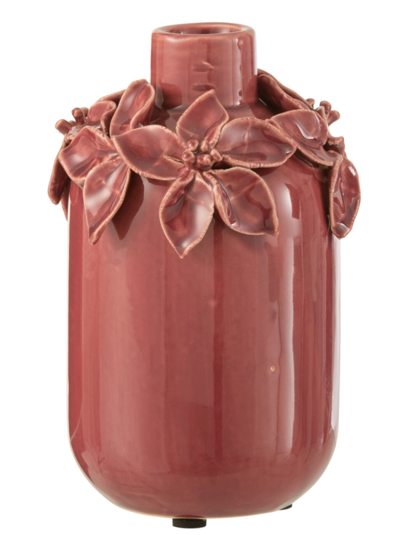 J-Line - Vaso de flor de cerâmica de rosa