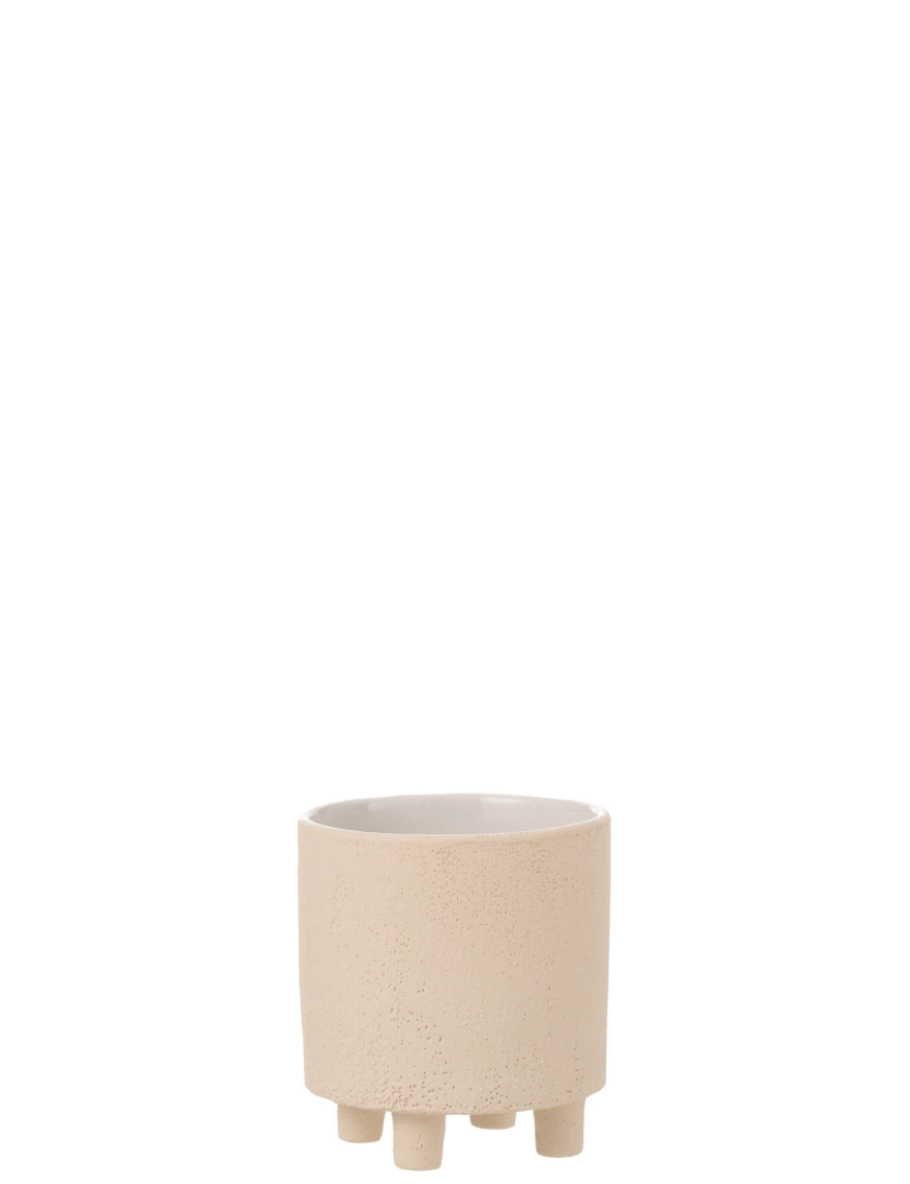 imagem de J-Line Cache Pot areia cerâmica bege pequeno1