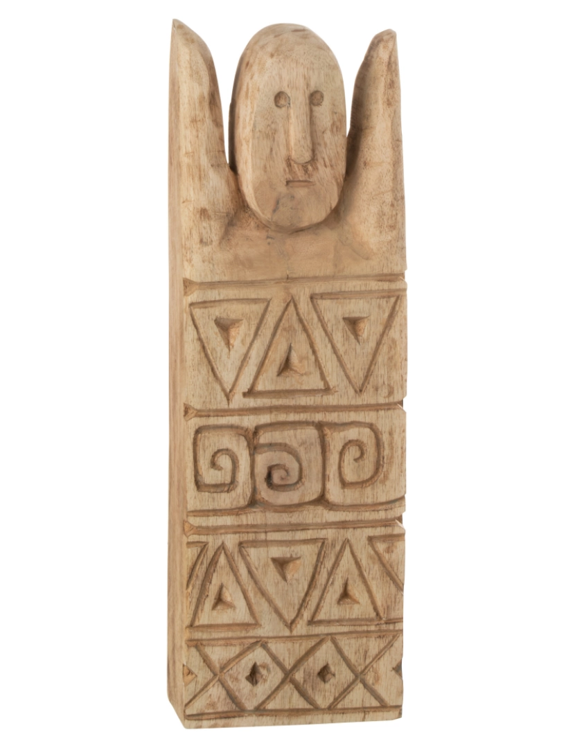 imagem de J-Line African Character Sculpt Feliz Madeira Natural1