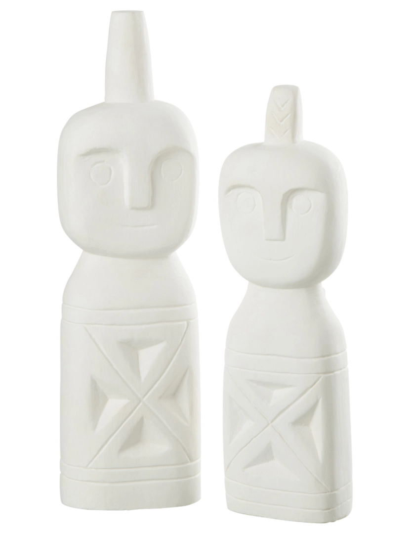 imagem de J-Line Set 2 Personagens africanos Branco de madeira esculpida1
