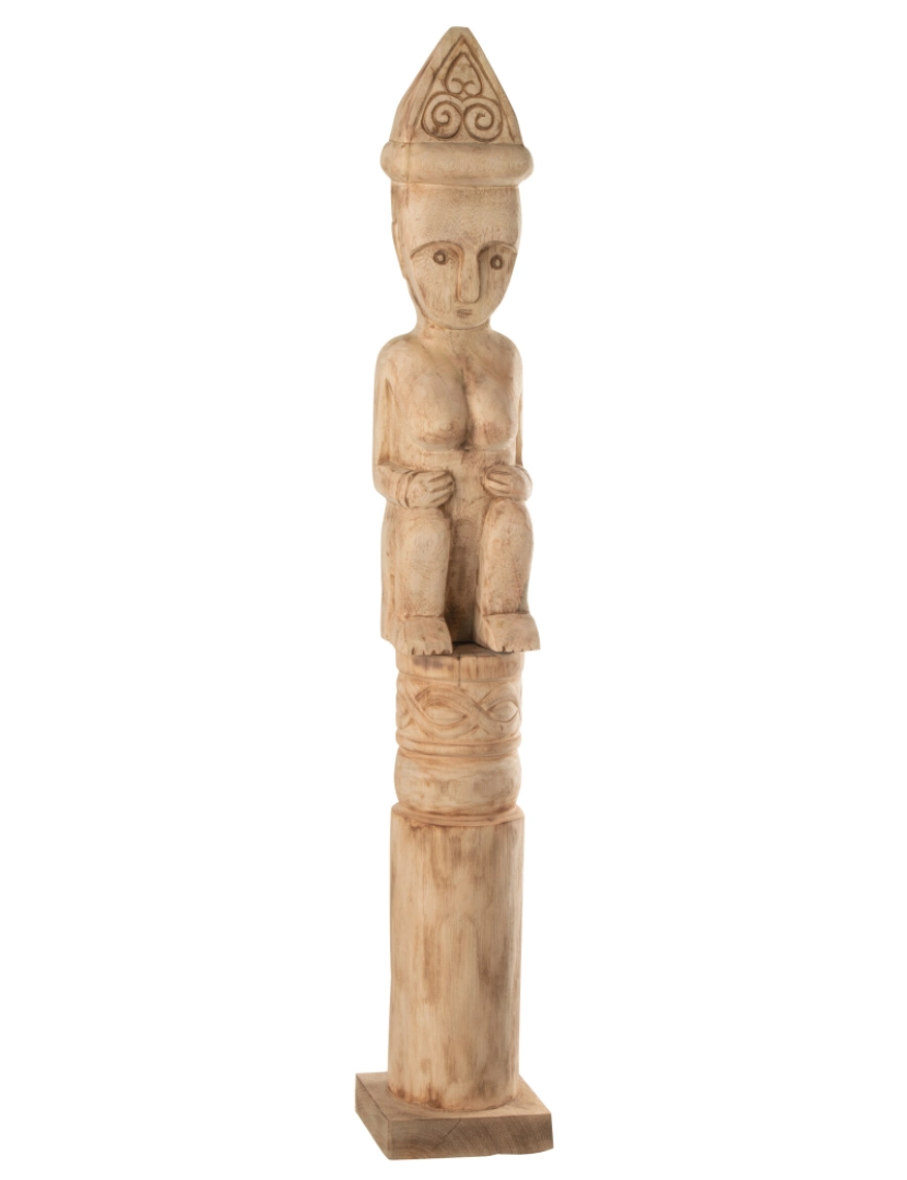 imagem de J-Line African Character Standing Natural Wood Medium1