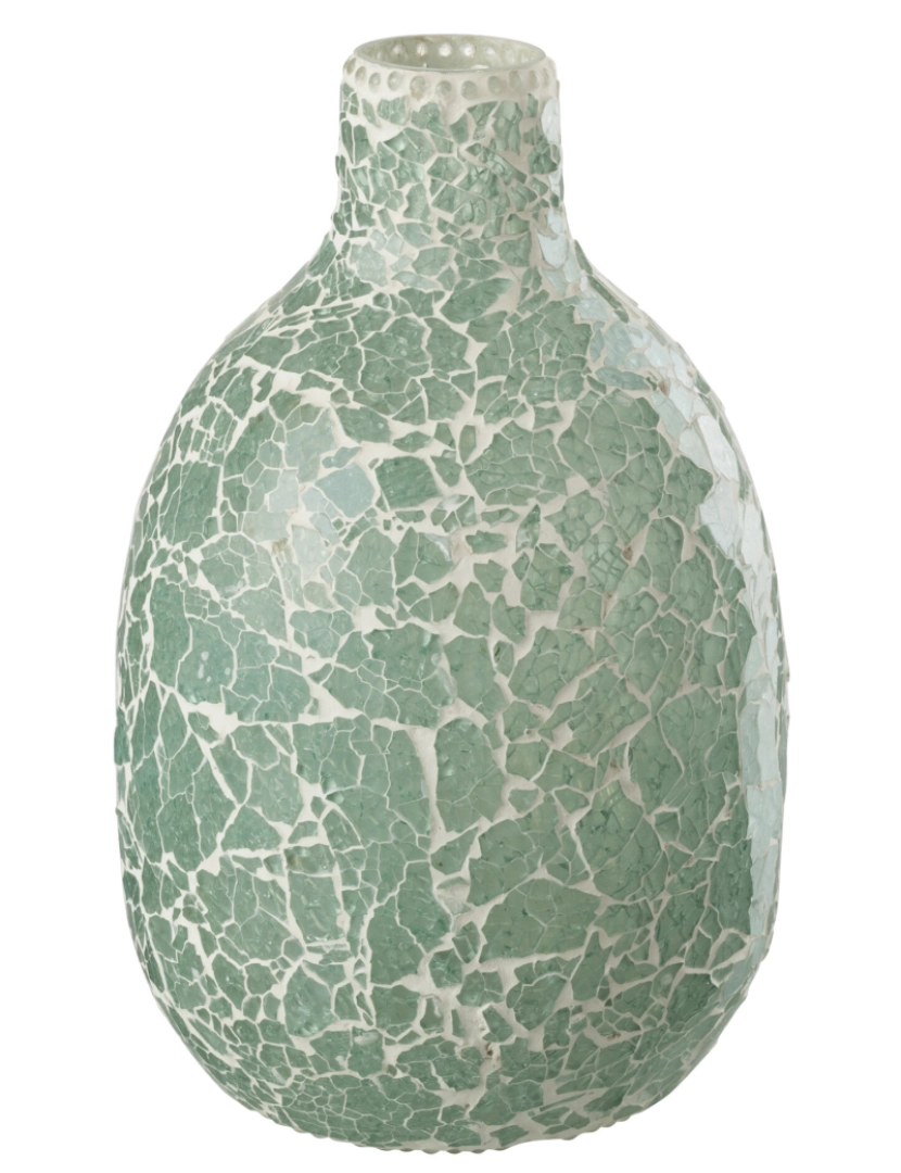J-Line - J-Line redondo mosaico vaso vidro verde/branco médio