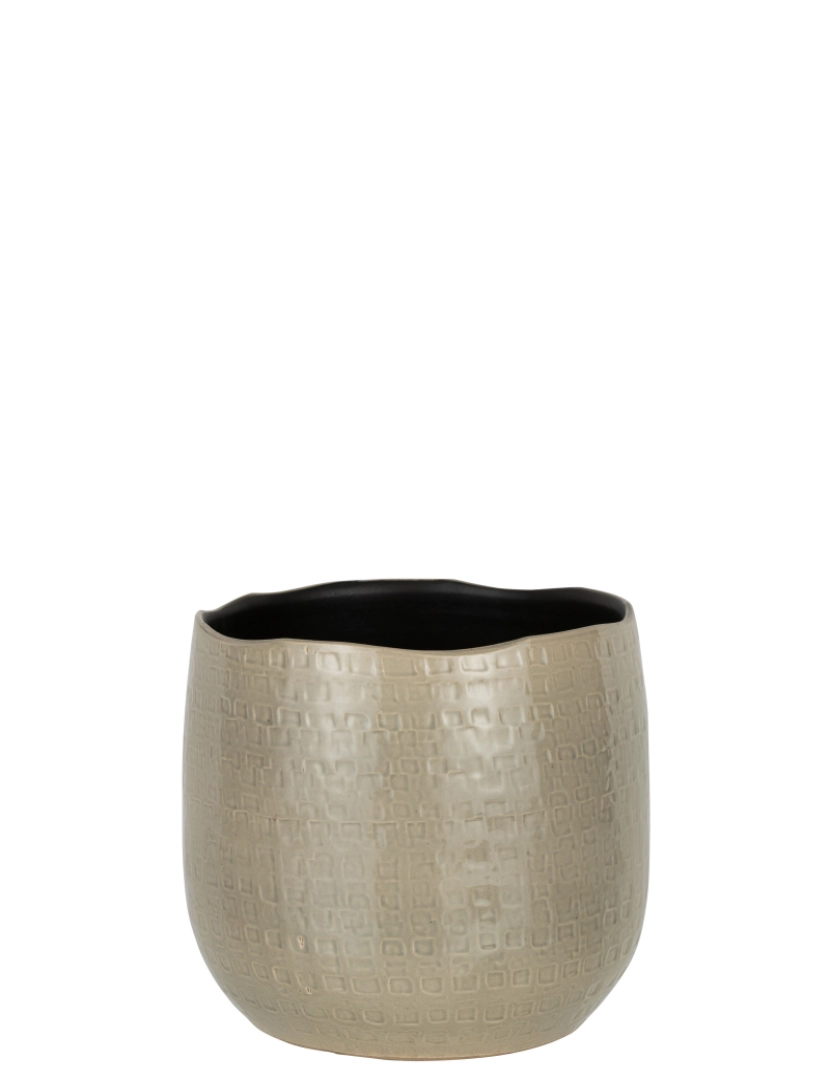 imagem de J-Line Cache Pot padrões cerâmica luz cinza grande1