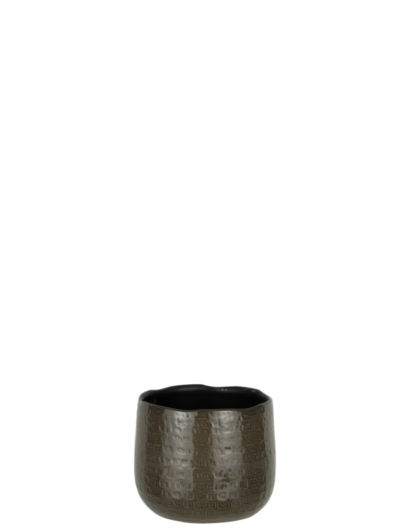 imagem de J-Line Cache Pot padrões cerâmico cinza fonce pequeno1