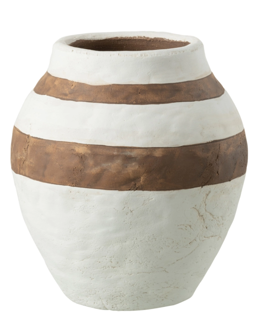 imagem de J-Line Kenia vaso cerâmico branco/marron pequeno1