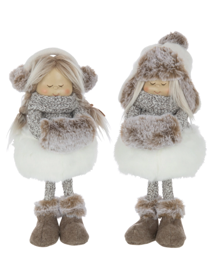 J-Line - J-Line Girls Standing Hat Fur Poliéster Branco/Marron grande variedade de 2 - 2 unidades