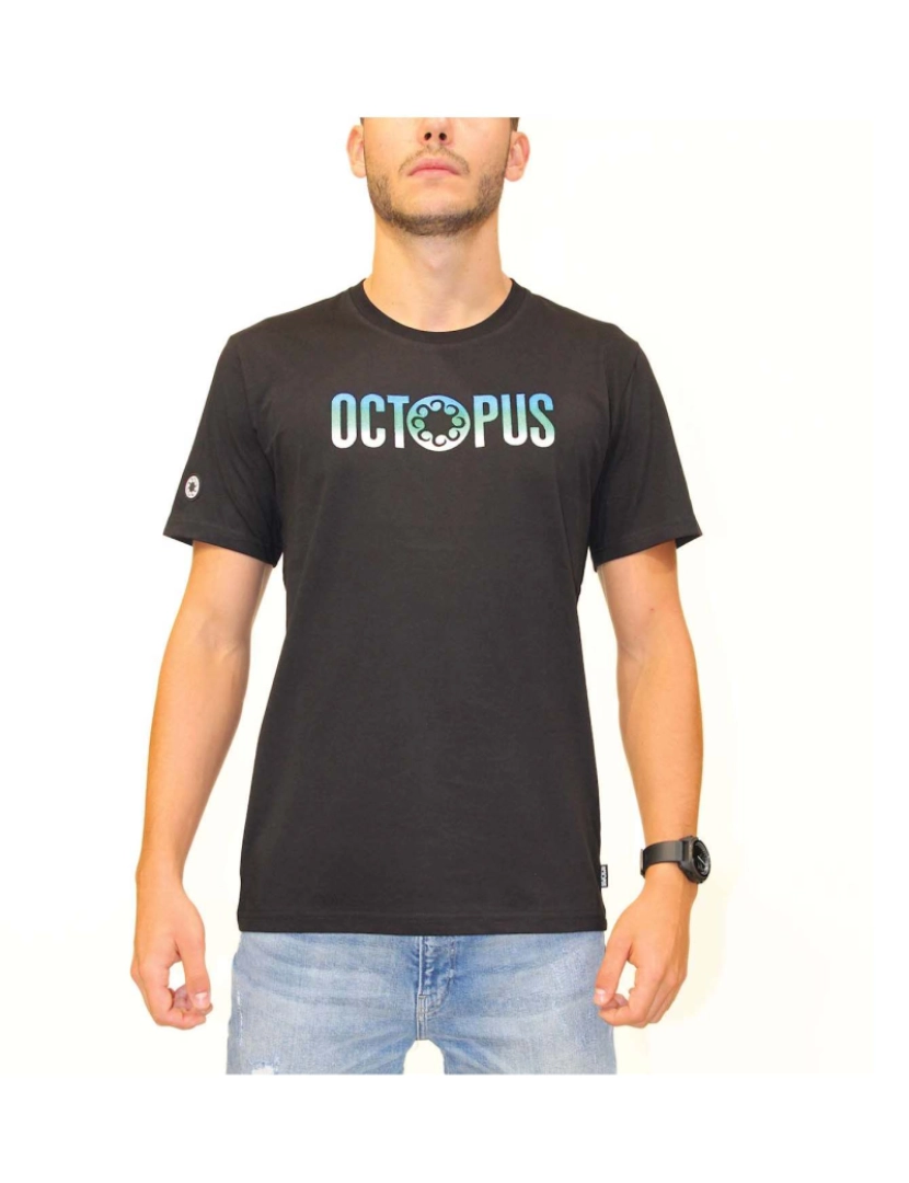 Octopus - T-Shirt Preta Com Logotipo Bordado Polvo