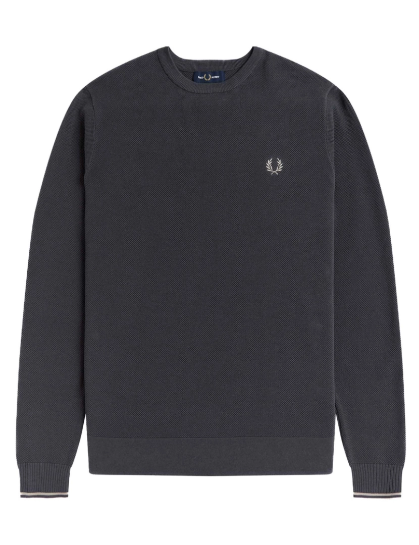 Fredperry - Suéter Cinza Com Textura Fred Perry Pique