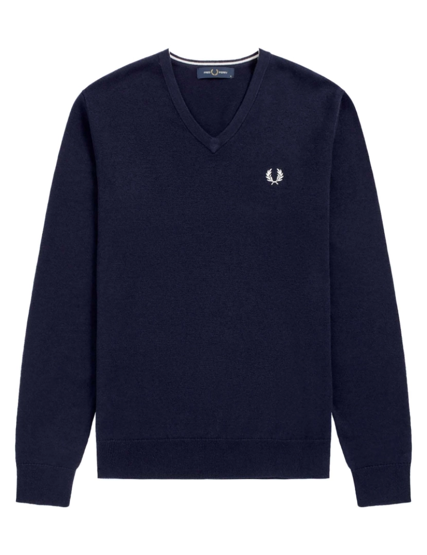 Fredperry - Jumper Fredperry Fp Clássico Com Decote V Azul