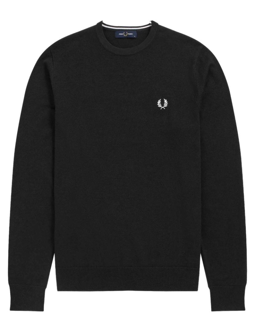Fredperry - Suéter Preto Fred Perry Classic Crew Neck