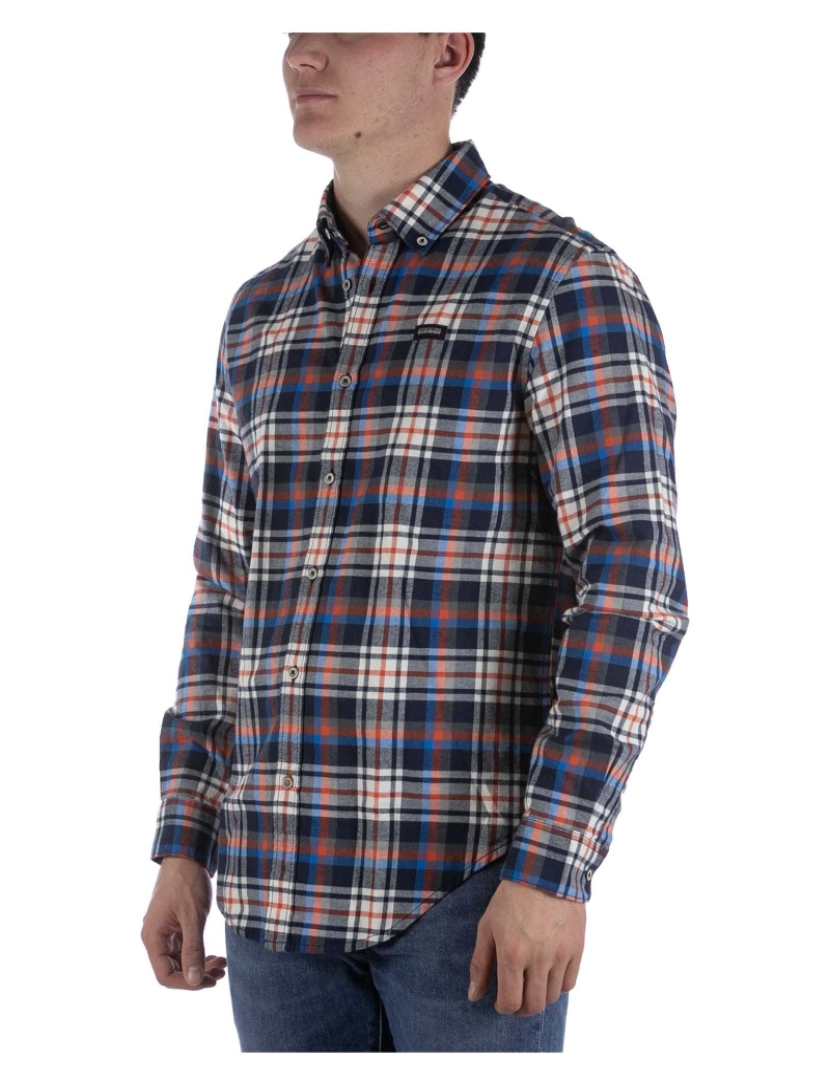 imagem de Camisas Napapijri G-Trekking Check Azul Laranja2