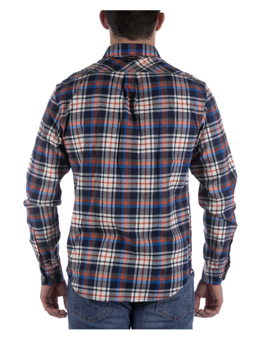 imagem de Camisas Napapijri G-Trekking Check Azul Laranja3