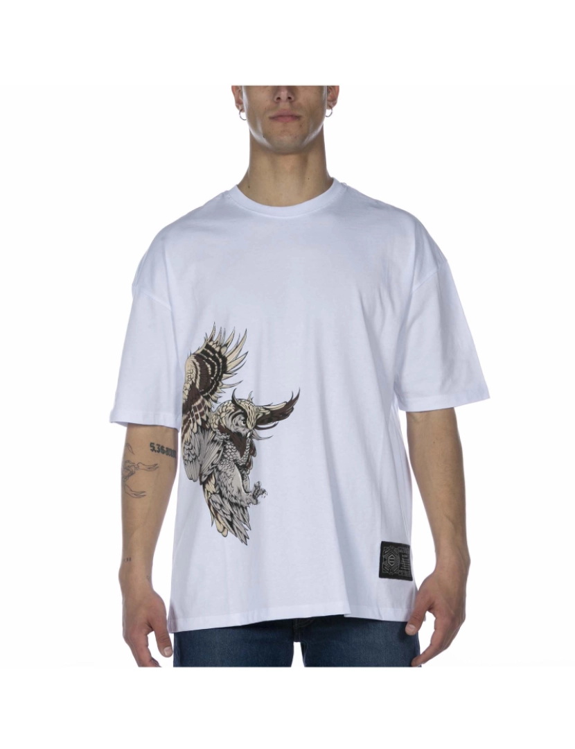 Dolly Noire - T-Shirt Dolly Noire Eagle Owl Tee Sobre Branco