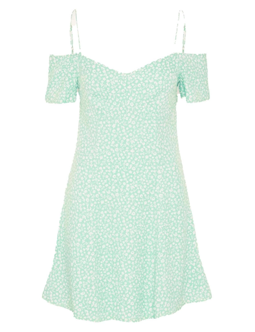 Vestido Calvin Klein Off Shoulder Mini Dr Ditsy Floral Verde Aop