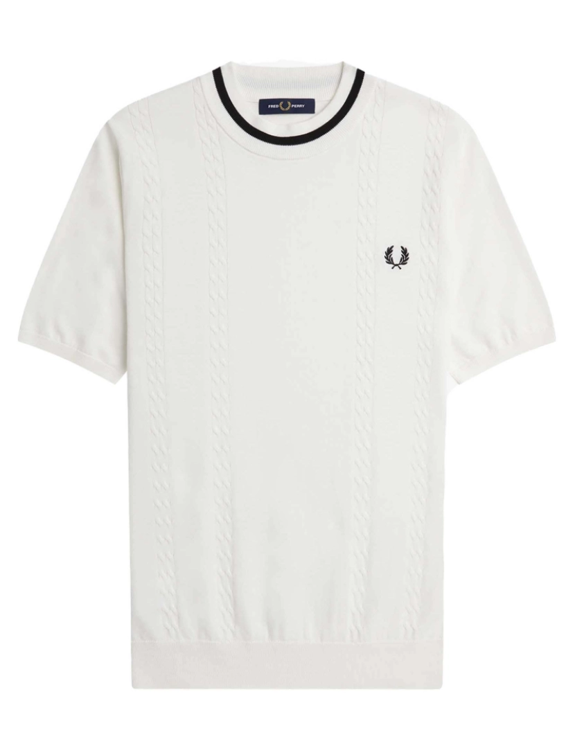 Fredperry - Fredperry Fp Cable Knit T-Shirt Com Pescoço