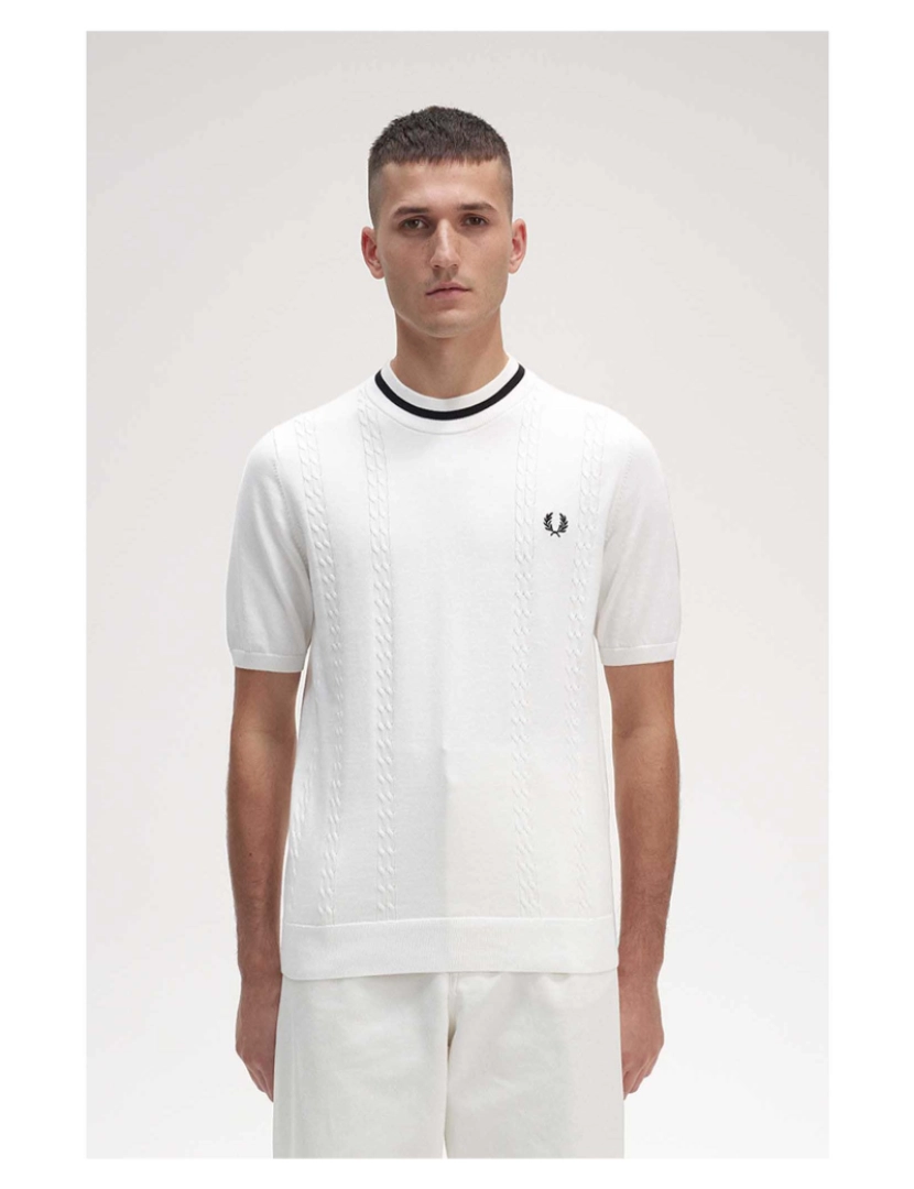 imagem de Fredperry Fp Cable Knit T-Shirt Com Pescoço3