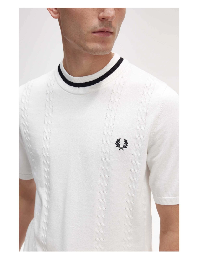 imagem de Fredperry Fp Cable Knit T-Shirt Com Pescoço5