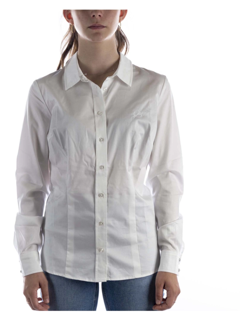 Guess - Camisa Guess Ls Cate Branca