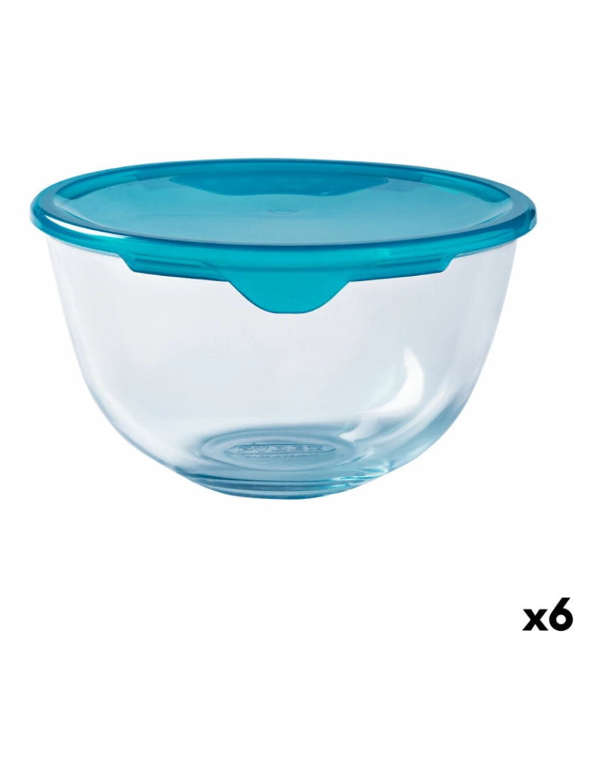 Pyrex - Lancheira Redonda com Tampa Pyrex Cook & Store Azul 15 x 15 x 8 cm 500 ml Silicone Vidro (6 Unidades)
