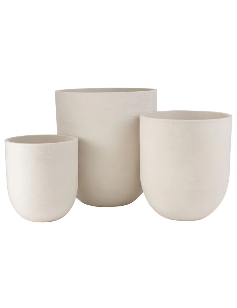 imagem de Conjunto J-Line 3 vasos redondos cerâmicos branco alto1